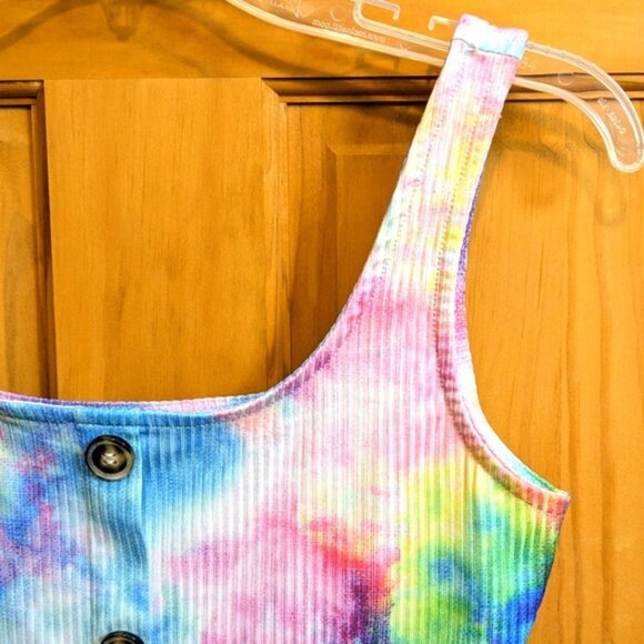 Women's SHEIN Ribbed Knit Crop Top Tank Top Pink/Blue/White Tie Dye Size Small - Picture 8 of 9